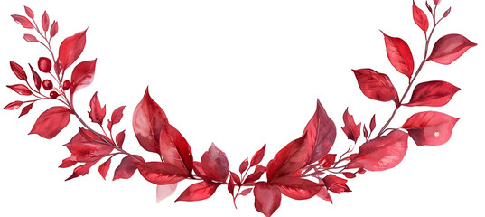 Obraz premium a watercolor wreath decorated with red leaves 