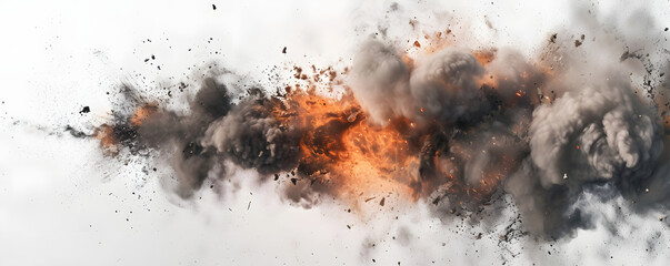 explosion of fire and flames with stones	
