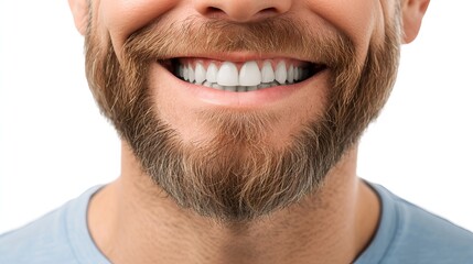 Obraz premium Closeup portrait of a charismatic blonde scandinavian man with flawless teeth for dental ad.