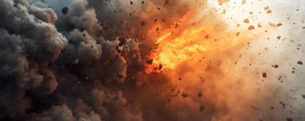 Fototapeta premium explosion of fire and flames with stones 