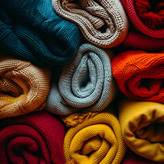  colorful fabrics piled up