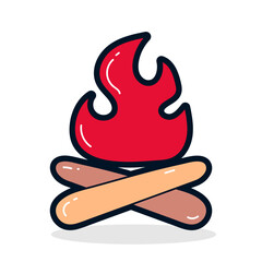 Bonfire doodle illustration. Flat vector illustration. Isolated on white background.