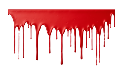 Red Paint Dripping On Wall Isolated on Transparent Background
