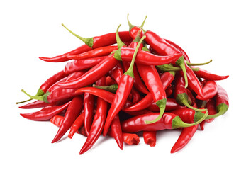 Red Chili Pepper Pile Isolated on Transparent Background
