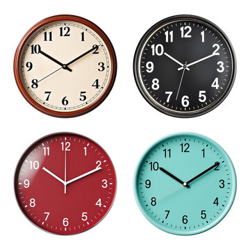 Wall Clock Set Isolated on Transparent Background
