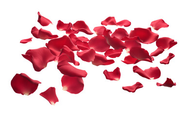 Red Rose Petals on Floor Isolated on Transparent Background
