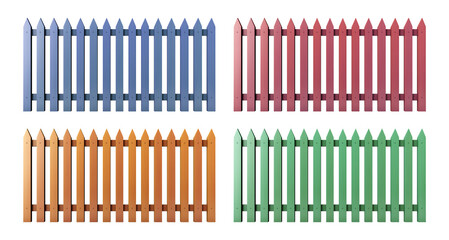 Different Color Fence Set Isolated on Transparent Background
