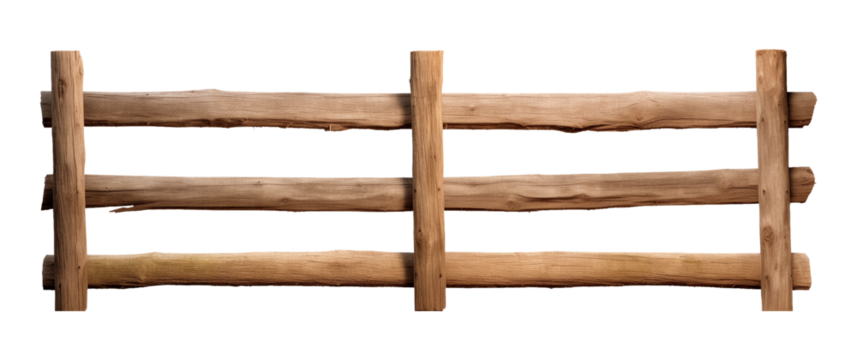 Ranch Wooden Fence Isolated on Transparent Background

