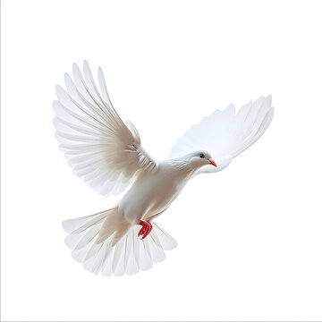 white dove flying isolated on white background	
