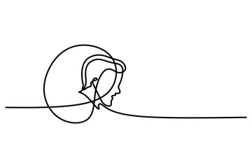continuous line drawing of human head. Vector concept. Creative ideas, positive thinking and self care. Doodle vector illustration