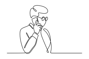confident businessman talking on smartphone. continuous line drawing. vector illustration