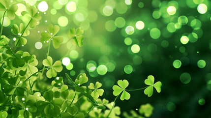St. Patricks Day abstract green background decorate. AI Generative,