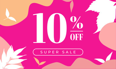 super sale 10% off banner modern minimal set abstract template with pastel-colored stains