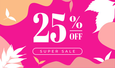 super sale 25% off banner modern minimal set abstract template with pastel-colored stains