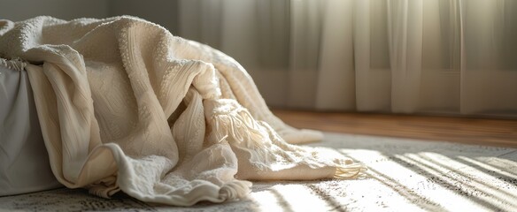 Blanket mockup featuring space for text or logos. generative AI