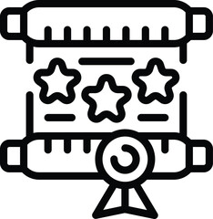 Emblem dog school roll icon outline vector. Training course. Success run