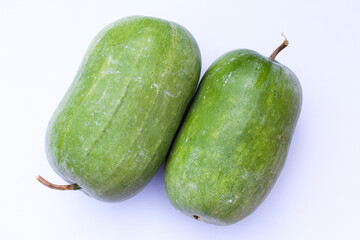 Wax gourd or ash gourd Fruits on white background top view 