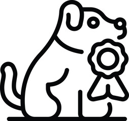 Dog play emblem icon outline vector. Jump education solitary. Engage tube
