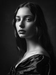 AI-Generated Classic Portrait of a Young Woman