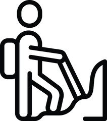 Hiker sport tourist icon outline vector. Path rock. Hiker sun meditation