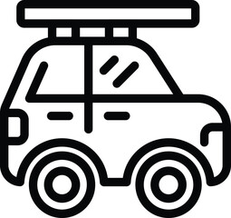 Camping tourist car icon outline vector. Path rock. Expedition vacation