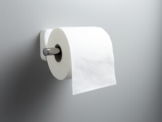 close up of rolled toilet paper in the toilet