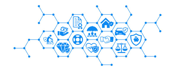insurance coverage concept vector illustration with icons and white background