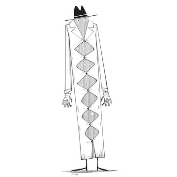 Long coated man with eyes