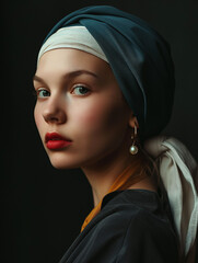 AI-Generated Modern Interpretation of Vermeer's Girl with a Pearl Earring
