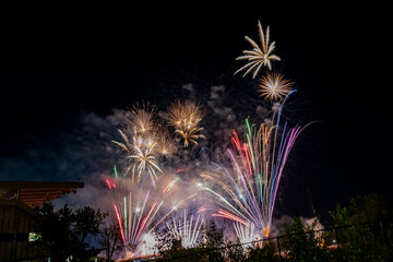 Fototapeta na wymiar fireworks over the river