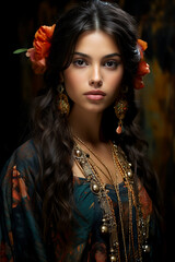 Fototapeta premium AI-Generated Ethereal Female Portrait with Captivating Gaze