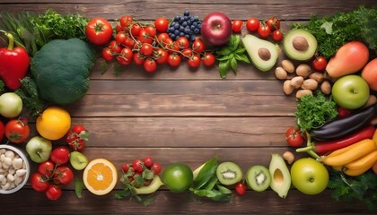 Healthy fresh raw food for the heart in a banner