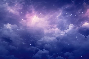  Night sky with stars. Universe filled with clouds, nebula and galaxy. Landscape with gradient blue and purple colorful cosmos with stardust and milky way. Magic color galaxy, space background © ratatosk