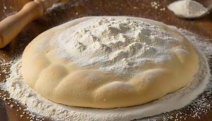 Fototapeta na wymiar Pizza Dough on Flour