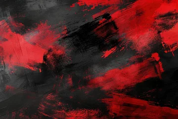 Fotobehang Old bright red paint surface wide texture. Dark scarlet color gloomy grunge abstract background © Ziyasier