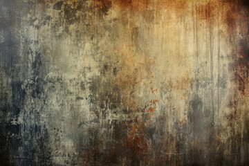 Distressed Yellow Brown Old Brick Wall With Graffiti Street Art. Background And Painted Lines And Draw. Abstract Grunge Modern Grafitty Wallpaper. Abstract Plastered Wall Web Banner. Design Element.