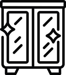 Clean wardrobe icon outline vector. Dirty apartment. Messy laundry tasks
