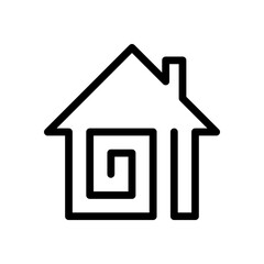 Continuous one line drawing of home icon vector. Single line drawing of house logo illustration isolated on white background.
