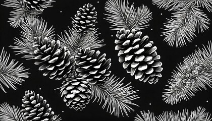 Pine cone and pine tree branch Isolated decorative vector graphic illustration. Generative AI