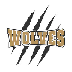 Wolves sport mascot emblem animal scratch claw stripes spirit school team. © josepperianes