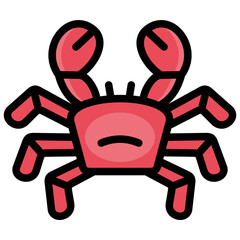 crab icon illustration design with filled outline