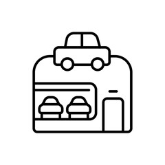 Car shop outline icons, minimalist vector illustration ,simple transparent graphic element .Isolated on white background