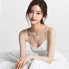 Obraz na płótnie Canvas A beautiful young Korean beauty on a white background 