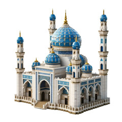 Fototapeta na wymiar 3D illustration of mosque building, with transparent background, PNG file. generative AI