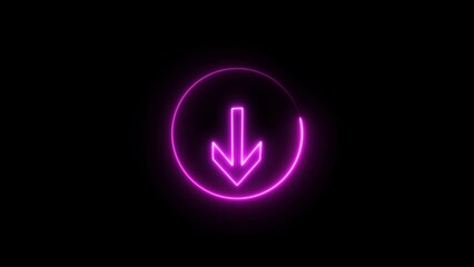 Abstract directional neon arrow icon animation background