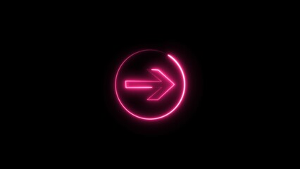 Abstract directional neon arrow icon animation background