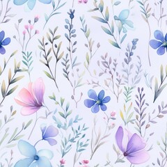 Seamless floral pattern, colorful flowers on a lavender background