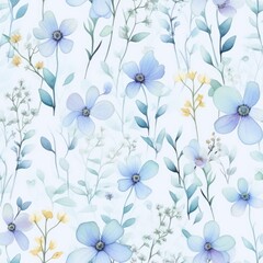 Seamless floral pattern, small flowers on a pastel blue background