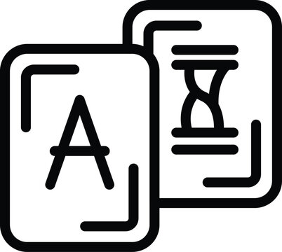 Interpreter cards icon outline vector. Translate app. Casing orator