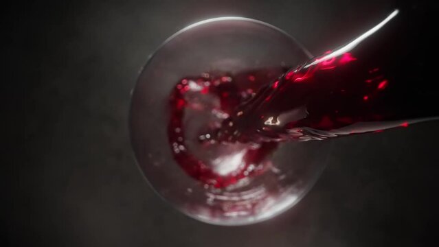 Red wine is poured into the glass